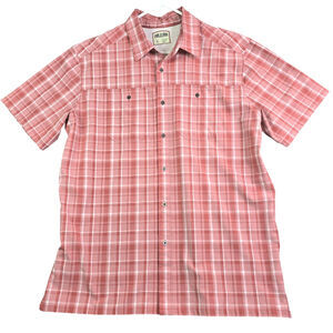 Lake & Trail‎ Vented Button Shirt Men's Large Pink Plaid Hiking Camping Outdoors